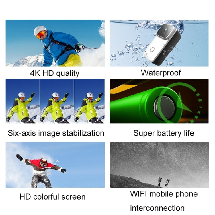 C200 4K Face Recognition WIFI Anti-Shake Outdoor Cycling Waterproof Sports Camera(White Set) - Video Cameras by PMC Jewellery | Online Shopping South Africa | PMC Jewellery | Buy Now Pay Later Mobicred