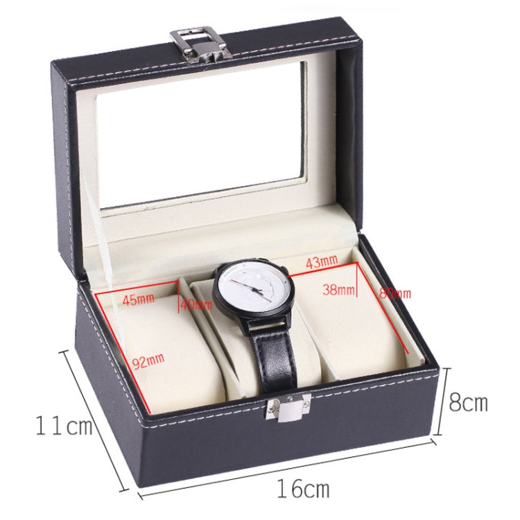 3 Bit PU Leather Watch Storage Box Display Box(Black) - free shipping - PMC TechLife - Order now!