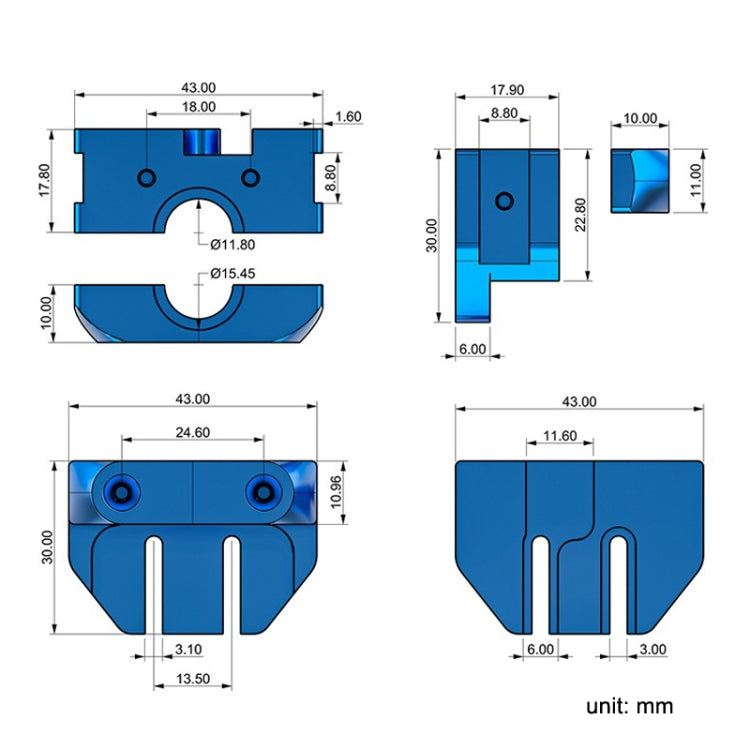 3D Printer Modified E3D V5/V6 Metal Clamp For ENDER 3/3S/PRO - Parts by PMC TechLife | Online Shopping South Africa | PMC TechLife | Buy Now Pay Later Mobicred