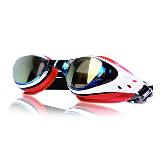 WAVE Electroplating HD Anti-fog Myopia Swimming Glasses, Color: Blue Red Optical - Swimming Glasses by WAVE | Online Shopping South Africa | PMC Jewellery | Buy Now Pay Later Mobicred