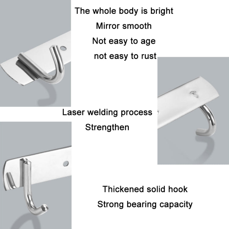 304 Stainless Steel No Punching Door Rear Coat Hook, Specification: 3 Hooks - Shelf & Hooks by PMC TechLife | Online Shopping South Africa | PMC TechLife