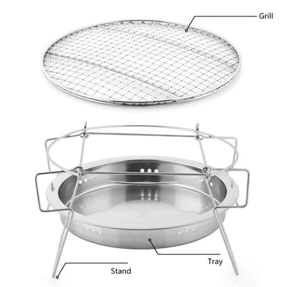 RG_011 Outdoor Round Folding Stainless Steel Barbecue Grill, Size: 30 x 19.5cm - Cookwares & Tablewares by PMC Jewellery | Online Shopping South Africa | PMC Jewellery