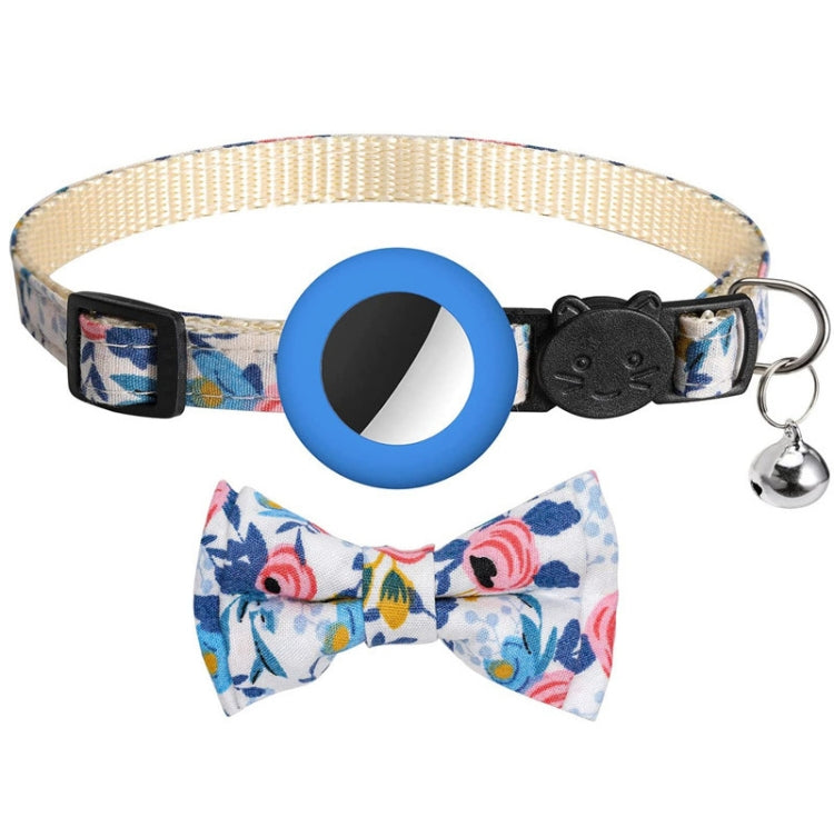 Anti-Lost Printed Bow Pet Collar with Bell for AirTag(Blue) - Pet Series by PMC Jewellery | Online Shopping South Africa | PMC Jewellery