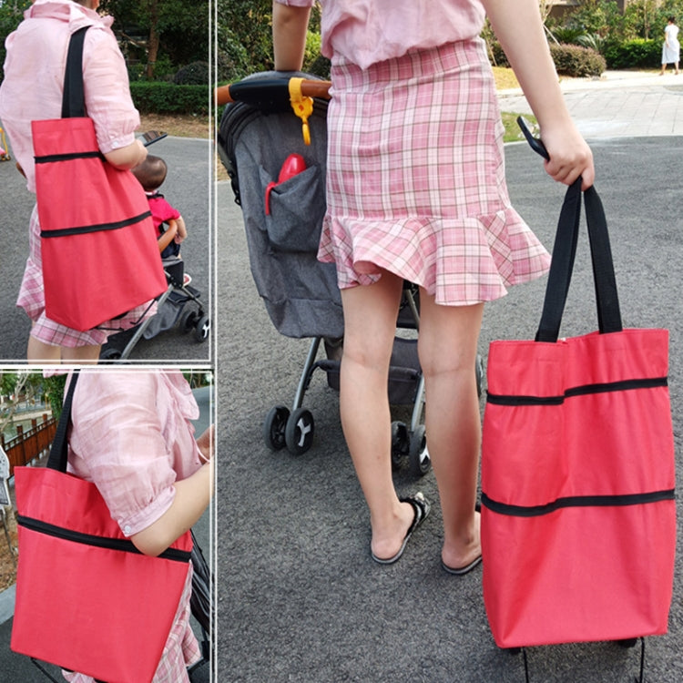 Portable Shopping Cart Foldable Tote With Wheels(Black) - Storage Bags by PMC TechLife | Online Shopping South Africa | PMC TechLife