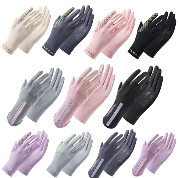 1 Pair XC-14 Riding Driving Sunscreen Anti-UV Fingerless Ice Silk Gloves, Style: Line (Purple) - Safety Gloves by PMC Jewellery | Online Shopping South Africa | PMC Jewellery