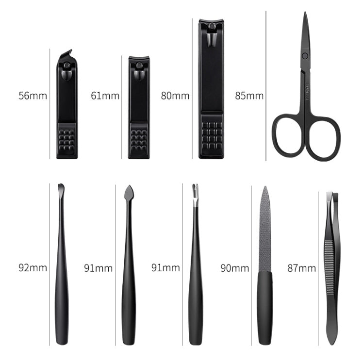 9 PCS/Set Stainless Steel Dead Skin Nail Trimming Set(Black) - Nail Clipper by PMC Jewellery | Online Shopping South Africa | PMC Jewellery | Buy Now Pay Later Mobicred