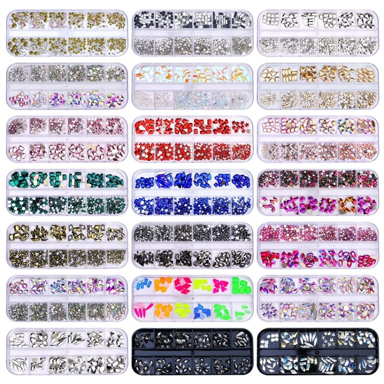 12 Grid Flat Bottom Shaped Nail Rhinestones Nail Decoration, Specification: 01 - Nail Stickers by PMC Jewellery | Online Shopping South Africa | PMC Jewellery | Buy Now Pay Later Mobicred