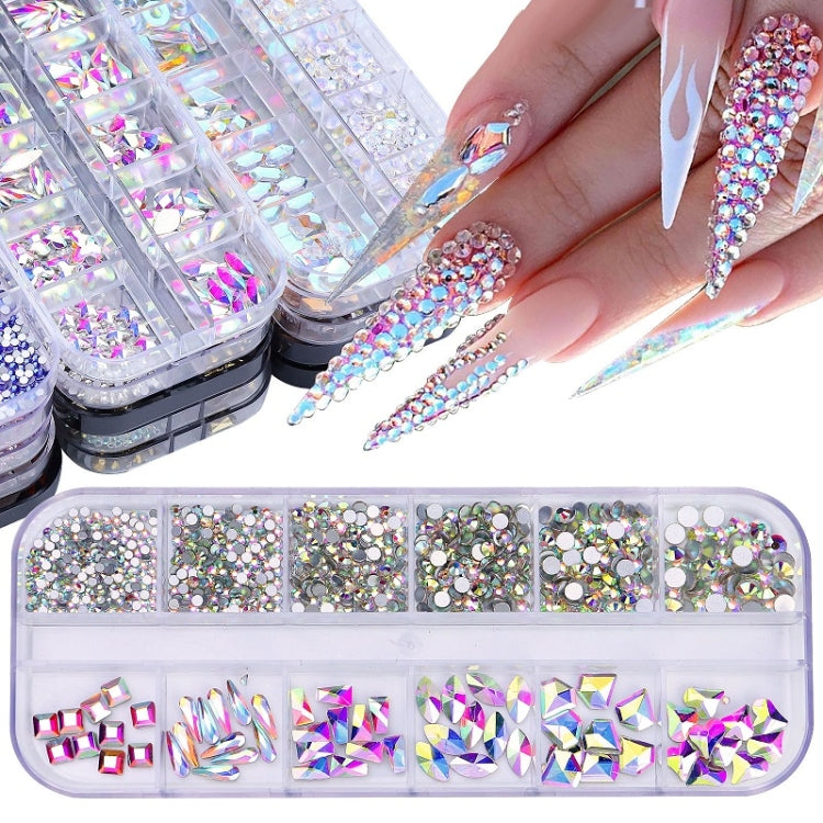 12 Grid Flat Bottom Shaped Nail Rhinestones Nail Decoration, Specification: 18 - Nail Stickers by PMC Jewellery | Online Shopping South Africa | PMC Jewellery | Buy Now Pay Later Mobicred