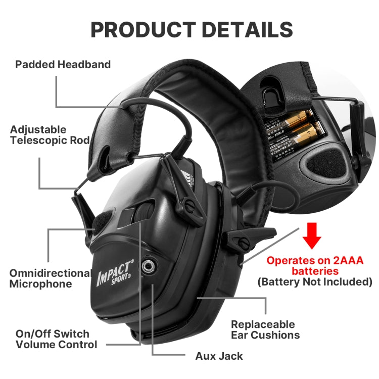 Noise-cancelling Headphones Noise-isolating Earmuffs For Outdoor Work(Black) - Workplace Safety Supplies by PMC Jewellery | Online Shopping South Africa | PMC Jewellery