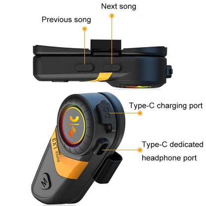 Motorcycle Helmet Call Music Navigation Bluetooth Headset, Color: Yellow(Hard Pipe Microphone) - Motorcycle Walkie Talkie by PMC Jewellery | Online Shopping South Africa | PMC Jewellery | Buy Now Pay Later Mobicred