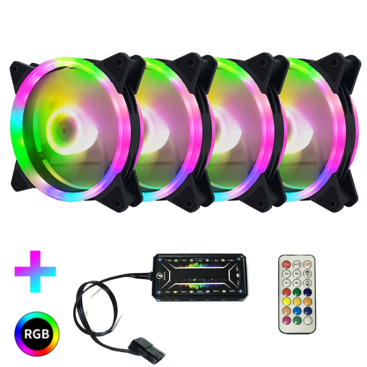 Computer CPU RGB luminous Radiator 4 Fans+Remote Control - Fan Cooling by PMC Jewellery | Online Shopping South Africa | PMC Jewellery | Buy Now Pay Later Mobicred