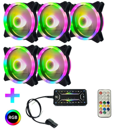 Computer CPU RGB luminous Radiator 5 Fans+Remote Control - Fan Cooling by PMC Jewellery | Online Shopping South Africa | PMC Jewellery | Buy Now Pay Later Mobicred