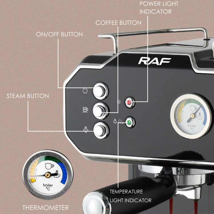 RAF R.104 Home Small Semi Automatic High Pressure Steam Milk Foaming Coffee Machine, EU Plug(Black) - free shipping - PMC TechLife - Order now!