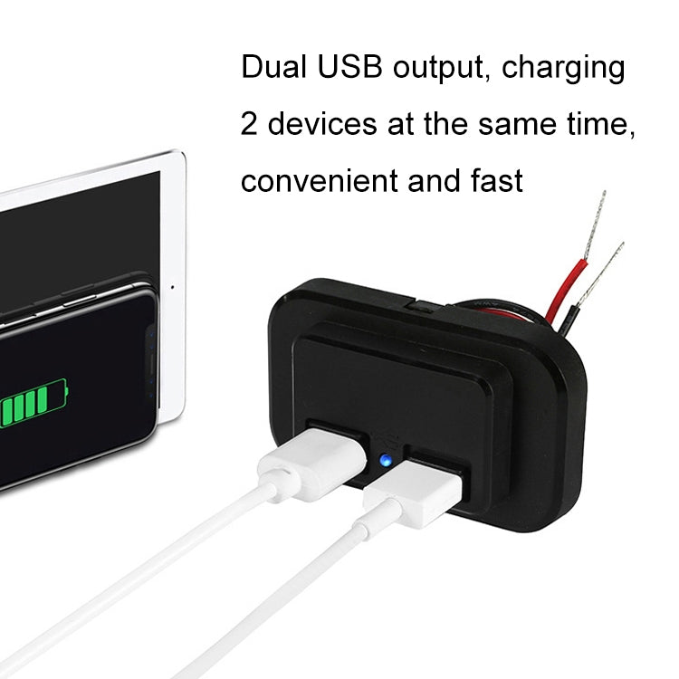 4.8A Punch-Free Automatic Spring Cover RV Bus Modified Dual USB Car Charger(Black) - DIY Modified Charger by PMC TechLife | Online Shopping South Africa | PMC TechLife | Buy Now Pay Later Mobicred