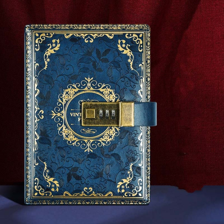 B6 PU Leather Retro Password Book With Lock Diary Hand Book(Blue) - Notebooks by PMC TechLife | Online Shopping South Africa | PMC TechLife