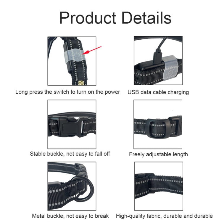 LED Rechargeable Wear-resistant and Waterproof Pet Lighting Collar, Size: XS(Black) - Collars by PMC TechLife | Online Shopping South Africa | PMC TechLife | Buy Now Pay Later Mobicred