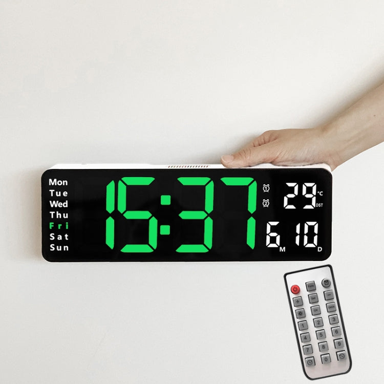 6629 13 Inch Multifunctional LED Living Room Large Screen Wall Clock(White Shell Green Light) - free shipping - PMc TechLife - Order now!