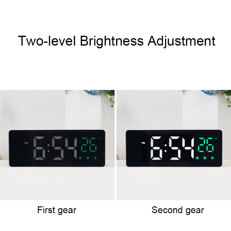 0715 Voice-activated LED Mute Date Temperature Display Electronic Clock(White Shell Blue Light) - Alarm Clocks by PMc TechLife | Online Shopping South Africa | PMc TechLife | Buy Now Pay Later Mobicred