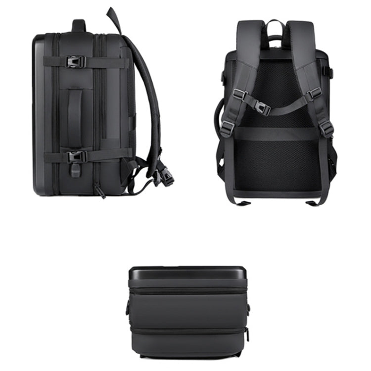 Large-capacity Waterproof Expandable Hard Shell Backpack with USB Charging Hole(161 Dark Gray) - Backpack by PMC TechLife | Online Shopping South Africa | PMC TechLife