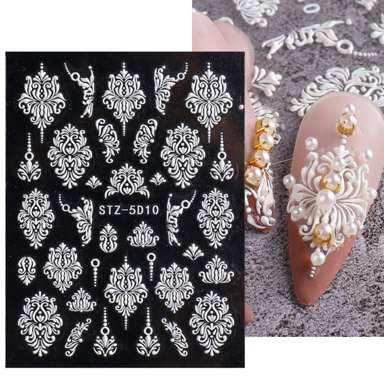 5D Three-dimensional Carved Nail Art Stickers Rose Pattern Embossed Nail Stickers(Stz-5D10) - Nail Stickers by PMC Jewellery | Online Shopping South Africa | PMC Jewellery | Buy Now Pay Later Mobicred