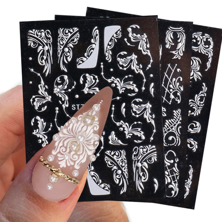 5D Three-dimensional Carved Nail Art Stickers Rose Pattern Embossed Nail Stickers(Stz-5D10) - Nail Stickers by PMC Jewellery | Online Shopping South Africa | PMC Jewellery | Buy Now Pay Later Mobicred