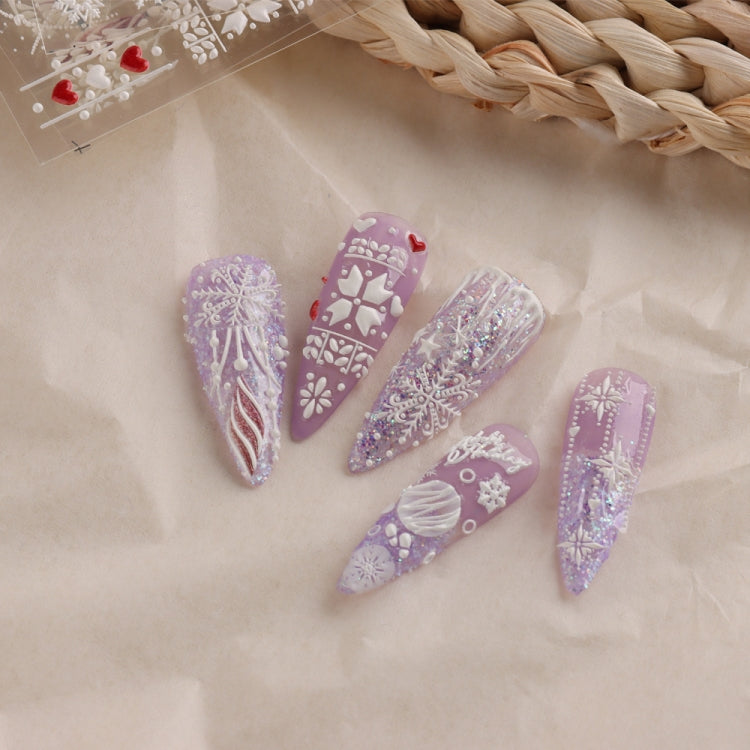 3 PCS 5D Embossed Nail Stickers Christmas Snowflake Elk Nail Stickers(5D-K126) - Nail Stickers by PMC Jewellery | Online Shopping South Africa | PMC Jewellery | Buy Now Pay Later Mobicred