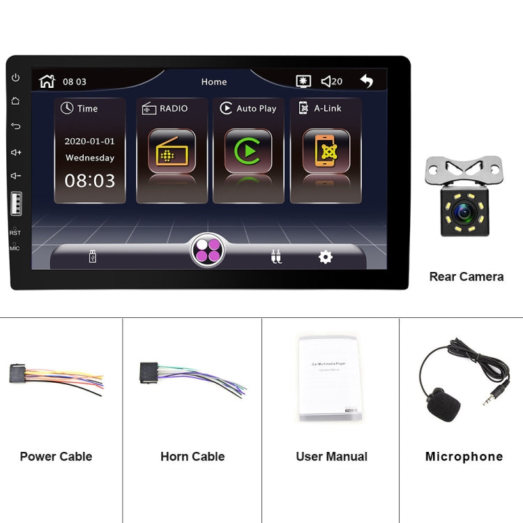 Q3570 9 inch Carplay Single Spindle MP5 Player, Style: Standard+8 Light Camera - Car MP3 & MP4 & MP5 by PMC TechLife | Online Shopping South Africa | PMC TechLife | Buy Now Pay Later Mobicred