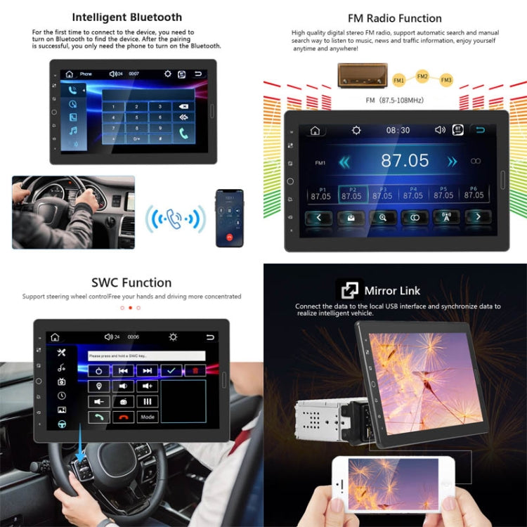 1310C 10.1 inch Car Full Screen Touch HD MP5 Wired Carplay Player, Style: Standard+8 Light Camera - Car MP3 & MP4 & MP5 by PMC TechLife | Online Shopping South Africa | PMC TechLife | Buy Now Pay Later Mobicred