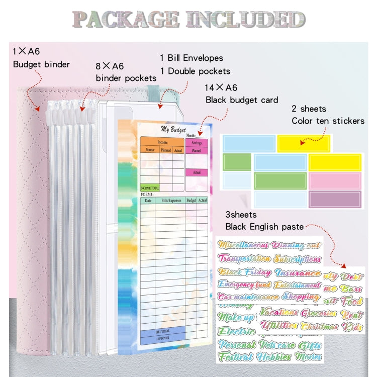 A6 Gradient Macaroon Loose-leaf Handbook Cash Budget Book(Pink Purple Green) - Notebooks by PMC TechLife | Online Shopping South Africa | PMC TechLife