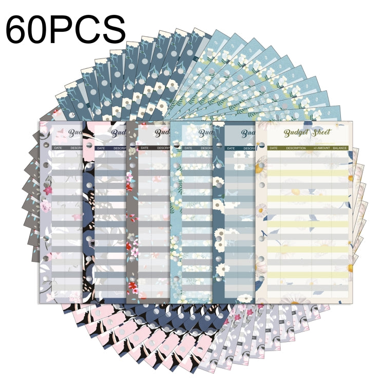 60 Sheets Cash Budget Card Loose-leaf Bookkeeping Replacement Core(Small Floral) - Notebooks by PMC TechLife | Online Shopping South Africa | PMC TechLife