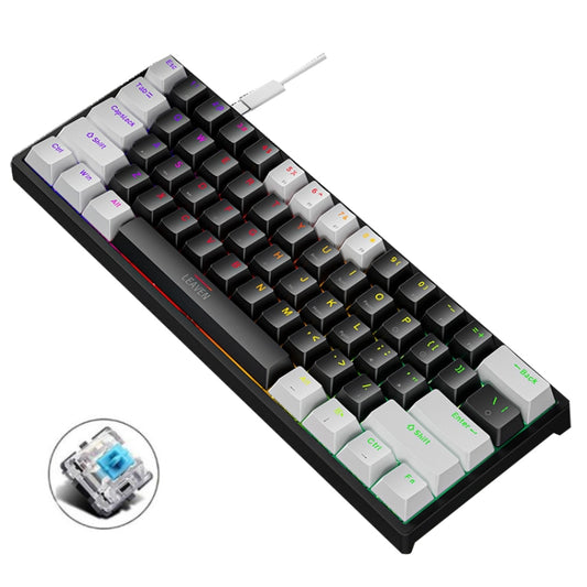 LEAVEN K620 61 Keys Hot Plug-in Glowing Game Wired Mechanical Keyboard, Cable Length: 1.8m, Color: White Black Green Shaft - Wired Keyboard by LEAVEN | Online Shopping South Africa | PMC Jewellery | Buy Now Pay Later Mobicred