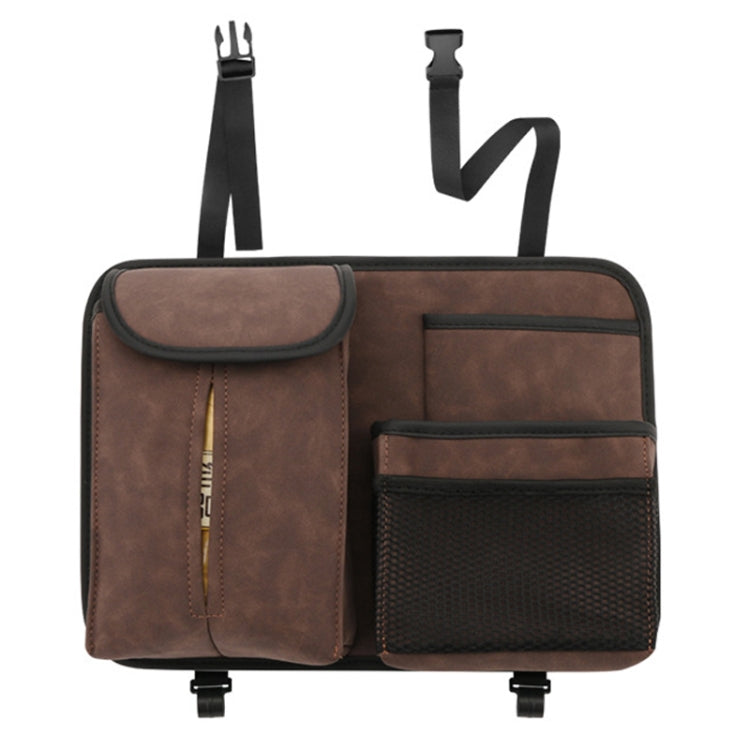 DE RAN FU Flip Fur Car Seat BackTissue Box Storage Hanging Bag With Hook(Brown) - Tissue Boxes by PMC TechLife | Online Shopping South Africa | PMC TechLife | Buy Now Pay Later Mobicred