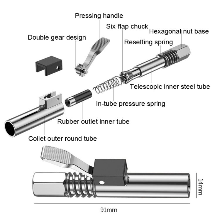 PC002 Lock Clamp Type High Pressure Grease Nozzle, Style: Butter Mouth+40cm Hose - free shipping - PMC TechLife - Order now!