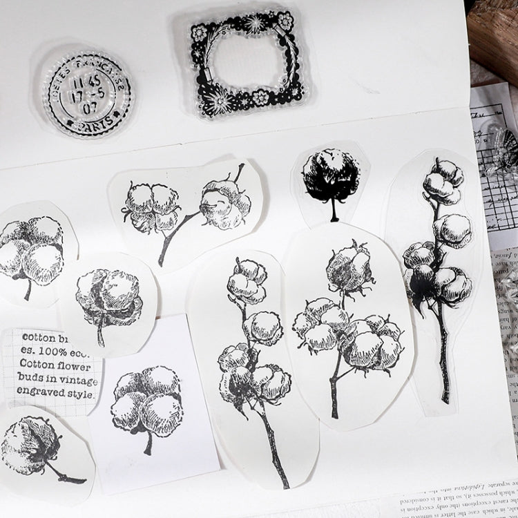5 PCS Vintage Botanical Arrangement Handbook Clear Silicone Stamp(Vintage English) - Handbook Decorative Stickers by PMC Jewellery | Online Shopping South Africa | PMC Jewellery