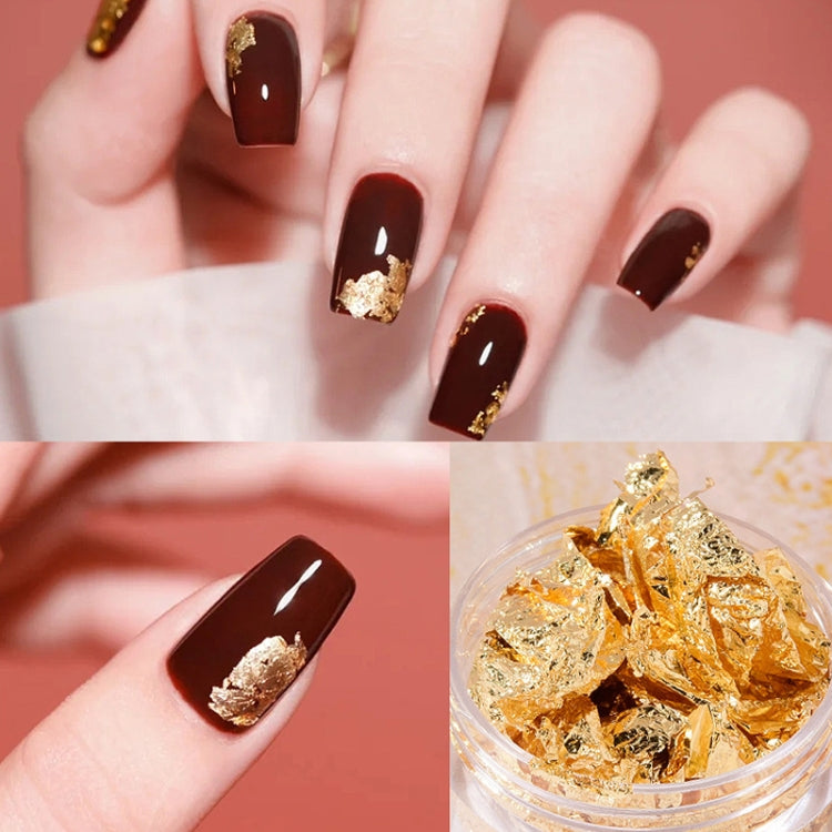 10 PCS K Gold Tin Foil Nail Decoration Nail Polish Adhesive Sticker(03 Copper Gold) - Nail Stickers by PMC Jewellery | Online Shopping South Africa | PMC Jewellery | Buy Now Pay Later Mobicred