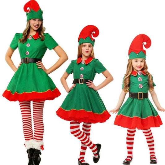 Christmas Green Elf Cosplay Costume Chris Santa Claus Costume Set, Size: 130cm(Female) - Wearable Decoration by PMC Jewellery | Online Shopping South Africa | PMC Jewellery