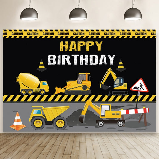 1.5m x 1m  Construction Vehicle Series Happy Birthday Photography Background Cloth(Mdn09841) - Birthday Party by PMC Jewellery | Online Shopping South Africa | PMC Jewellery