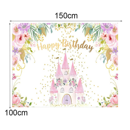 1.5m X 1m Cartoon Castle Photography Background Cloth Birthday Party Scene Decoration - Birthday Party by PMC Jewellery | Online Shopping South Africa | PMC Jewellery