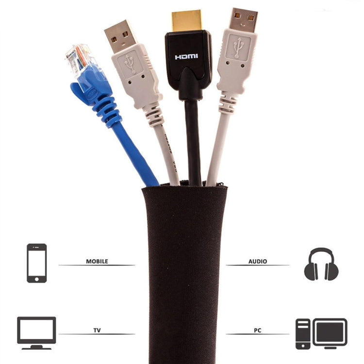 3 In 1 5m Kit  Cord Management Organizer Kit Cable Sleeve With Zipper Cable Clip - Cable Organizer by PMC Jewellery | Online Shopping South Africa | PMC Jewellery | Buy Now Pay Later Mobicred