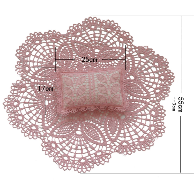 Hollow Lace Round Blanket + Pillow Suit Baby Photography Props(Khaki) - free shipping - PMC TechLife - Order now!