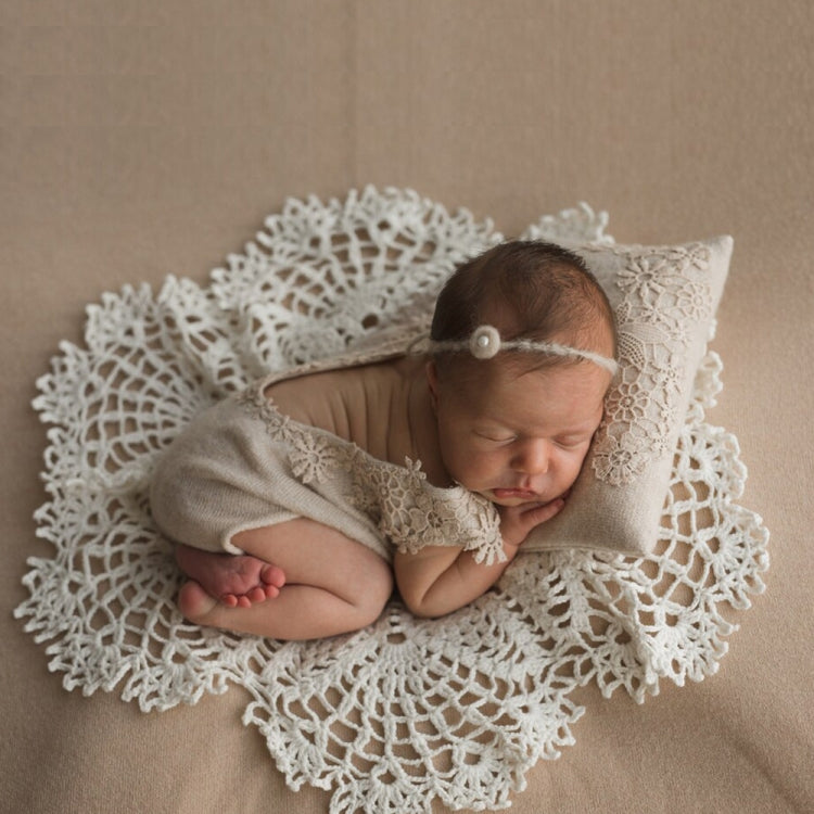 Hollow Lace Round Blanket + Pillow Suit Baby Photography Props(Beige) - Baby Photo Props by PMC TechLife | Online Shopping South Africa | PMC TechLife | Buy Now Pay Later Mobicred