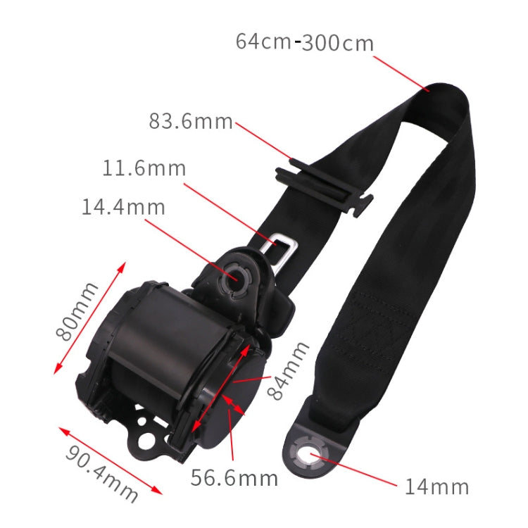 Universal 3-point Car Retrofit Seat Belt With Emergency Locking(Iron Buckle) - Seat Belts & Padding by PMC TechLife | Online Shopping South Africa | PMC TechLife | Buy Now Pay Later Mobicred