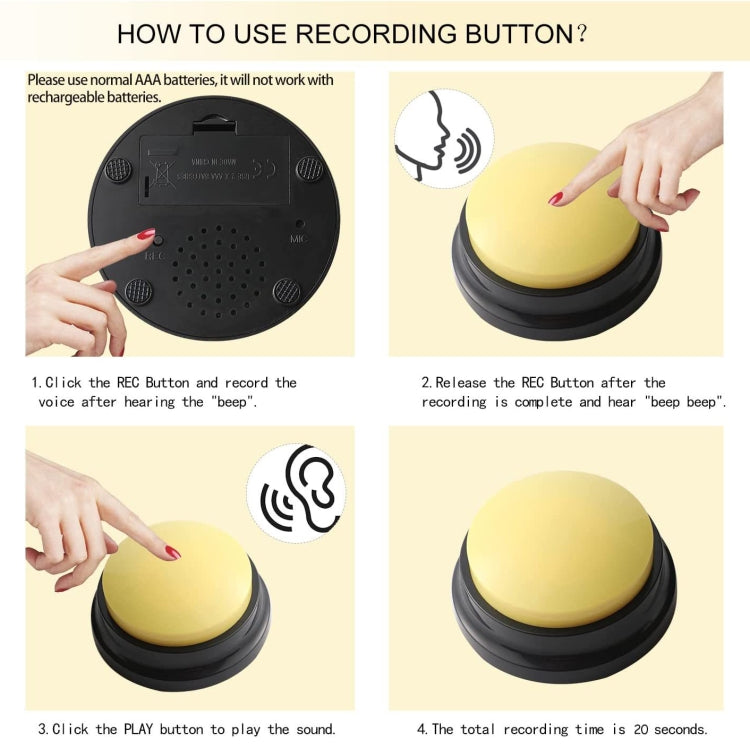 Pet Communication Button Dog Vocal Box Recording Vocalizer, Style: Recording Model(Red) - Training Aids by PMC TechLife | Online Shopping South Africa | PMC TechLife