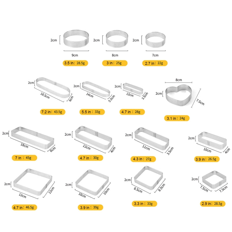 BN1006 Stainless Steel Mousse Circle Thickened Perforated Cake Mold DIY Baking Tools, Specification: Oval 4.7 inches - Food Molds by PMC TechLife | Online Shopping South Africa | PMC TechLife