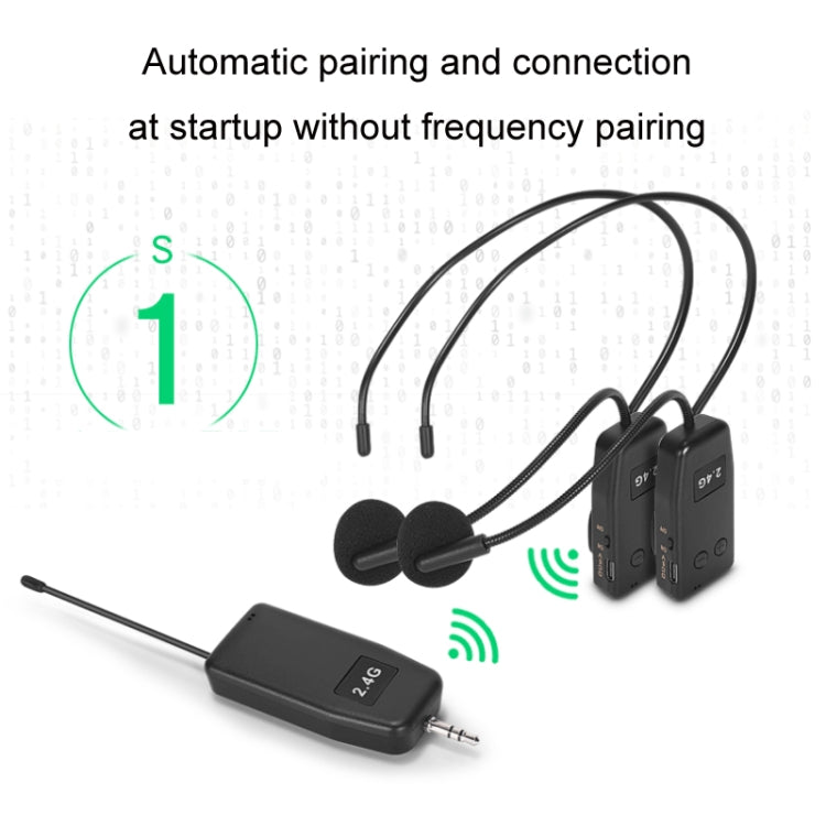 One For Two UHF Wireless Headset Microphone Lavalier Headset Amplifier - Microphone by PMC TechLife | Online Shopping South Africa | PMC TechLife