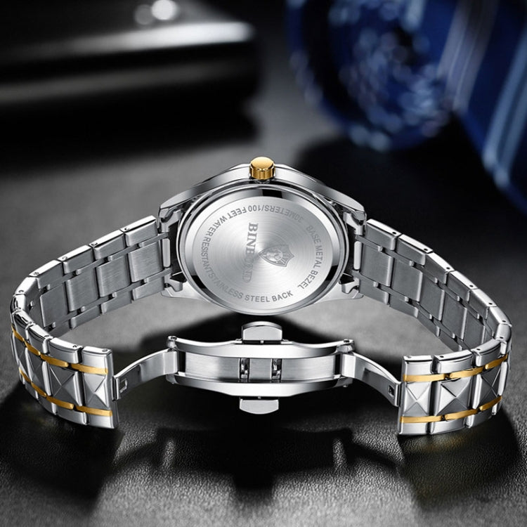 BINBOND B5552 Luminous Multifunctional Business Calendar Quartz Watch(Inter-gold-White) - free shipping - PMC TechLife - Order now!