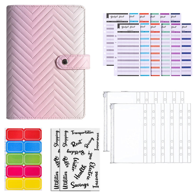 A6 PU Macaron Gradient Color Loose-leaf Notepad Notebook Budget Book(Pink) - Notebooks by PMC Jewellery | Online Shopping South Africa | PMC Jewellery