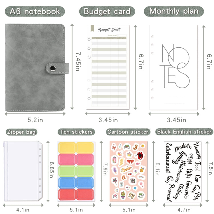 H666 A6 Loose-leaf Binder Cash Budget Handbook Vintage PU Leather Notebook with Window(Dark Gray) - Notebooks by PMc TechLife | Online Shopping South Africa | PMc TechLife | Buy Now Pay Later Mobicred