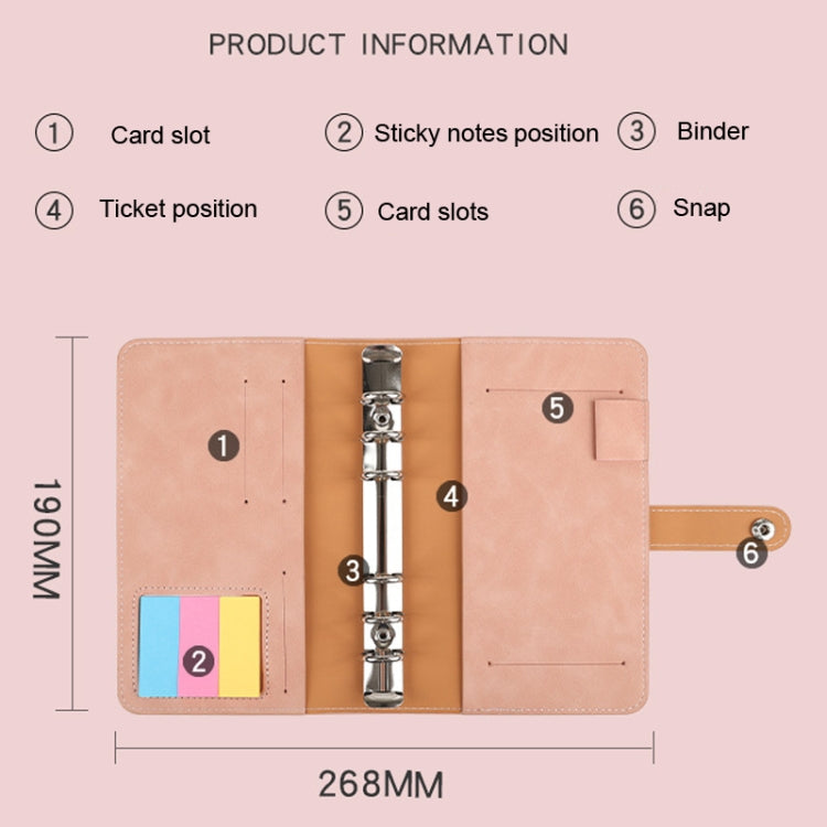H666 A6 Loose-leaf Binder Cash Budget Handbook Vintage PU Leather Notebook with Window(Light Gray) - Notebooks by PMC TechLife | Online Shopping South Africa | PMC TechLife | Buy Now Pay Later Mobicred