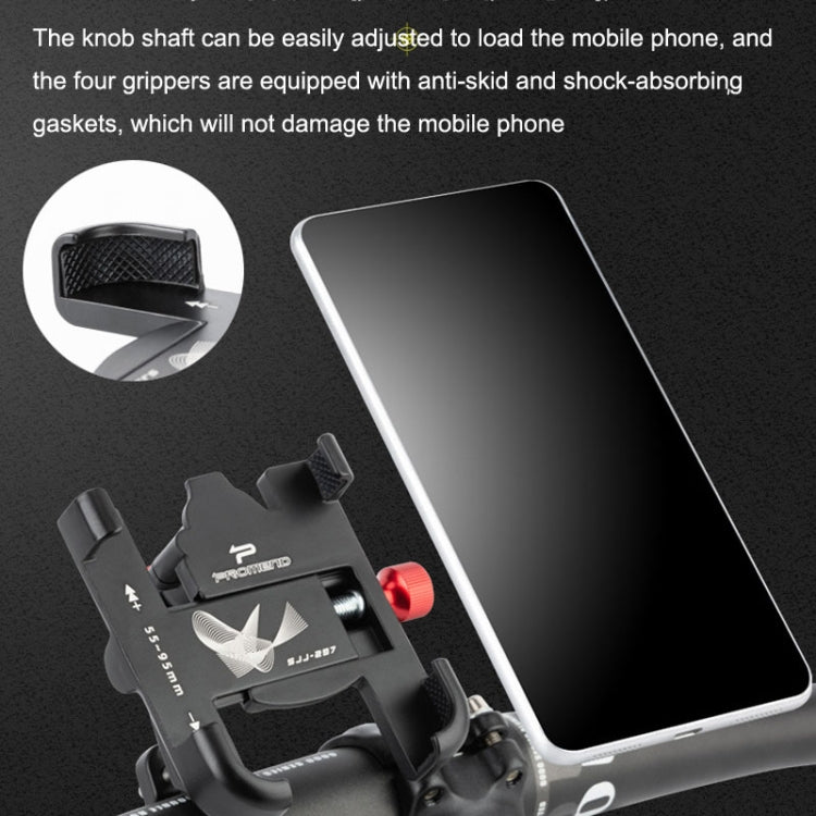 PROMEND SJJ-297 Aluminum Alloy Rotation Adjustable Bicycle Mobile Phone Bracket(Titanium) - Holders by PMC TechLife | Online Shopping South Africa | PMC TechLife | Buy Now Pay Later Mobicred